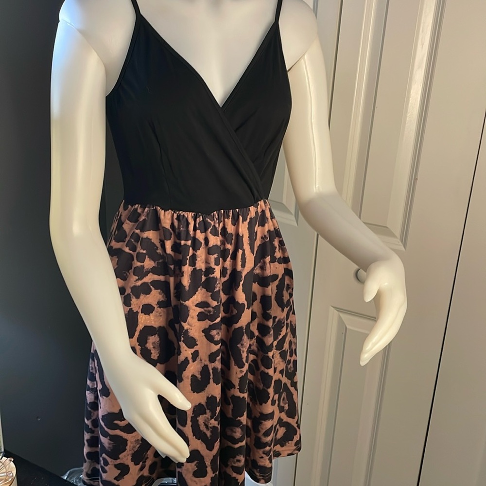 Cheetah adjustable tank pocket dress S